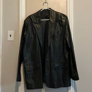 100% Real Leather 4YOUMEN size large Mens black jacket.